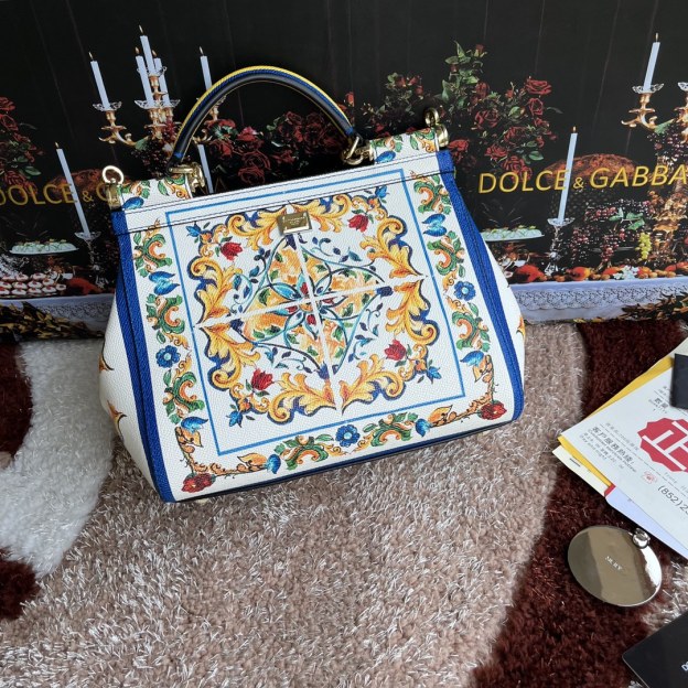 ドルチェ・アンド・ガッバーナ「D&G」 レザープリント ミラー付き ショルダーバッグ