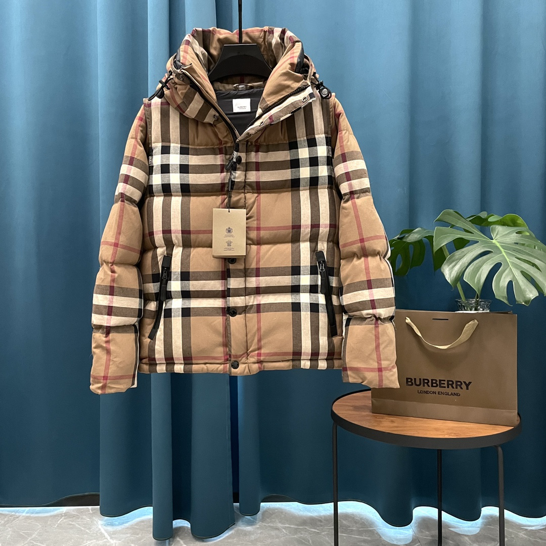 バーバリー「Burberry」秋冬フード付きダウンジャケット 男女兼用