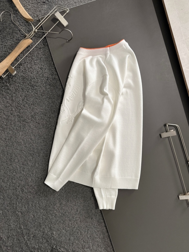 エルメス「Hermès」秋冬全身ジャージー柄新作シンプル丸首ニットウールセーター