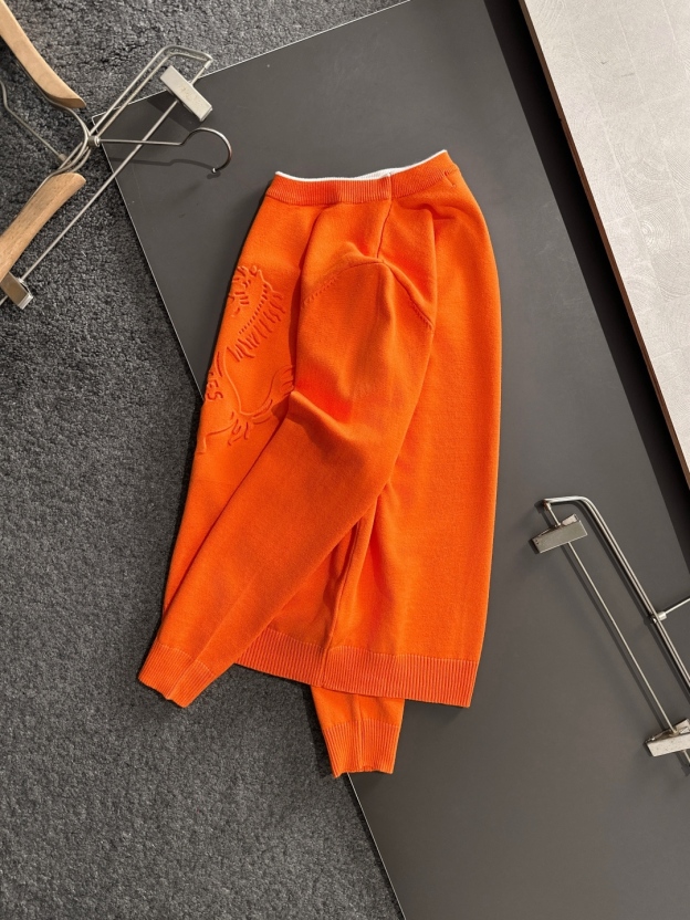 エルメス「Hermès」秋冬全身ジャージー柄新作シンプル丸首ニットウールセーター