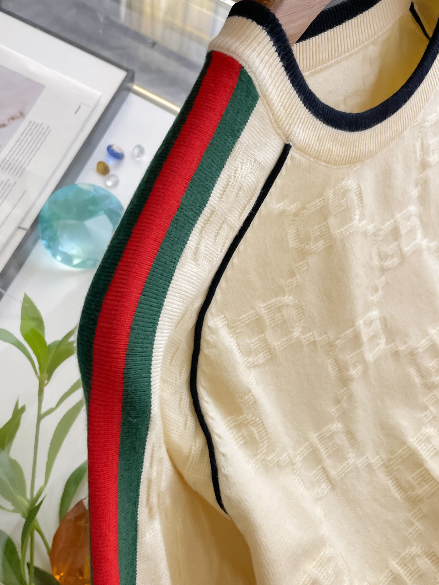 グッチ「Gucci」秋冬用ウール混紡クルーネックニットセーター