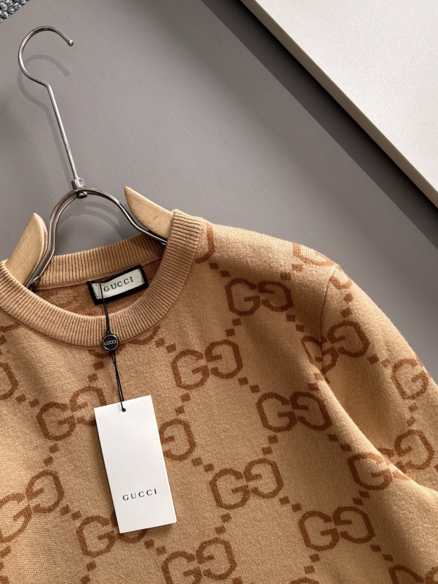 グッチ「Gucci」秋冬ウール混紡丸首プルオーバーニットセーター