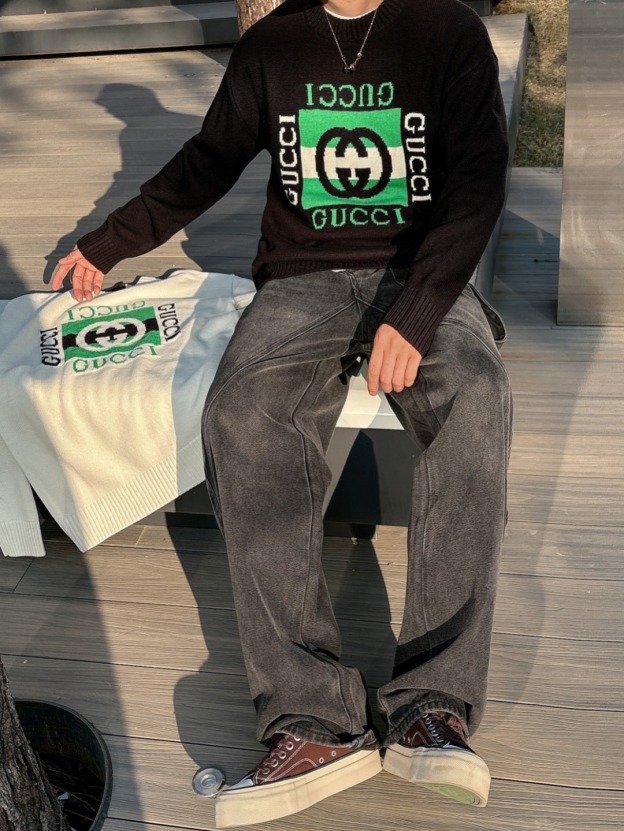 グッチ「Gucci」秋冬ウール丸首プルオーバーセーター【おしゃれな人必携】