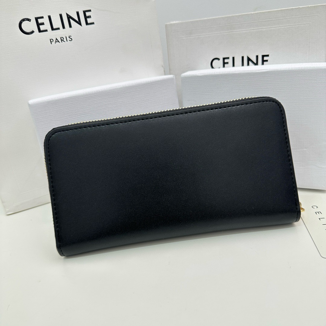 セリーヌ「Celine」ラージ ジップウォレット / グレインドカーフスキン