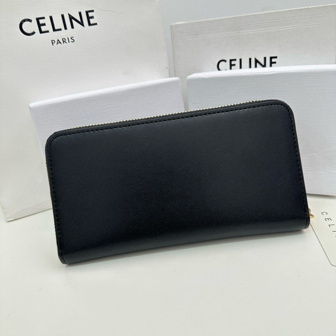 セリーヌ「Celine」ラージ ジップウォレット / グレインドカーフスキン
