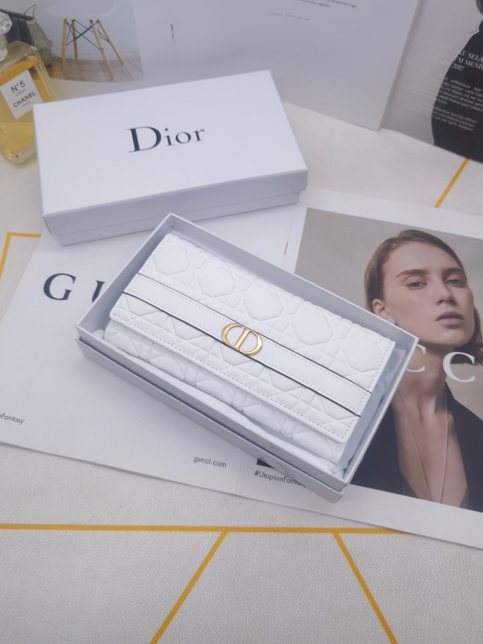 ディオール「Dior」Caro Orchid ロングウォレット