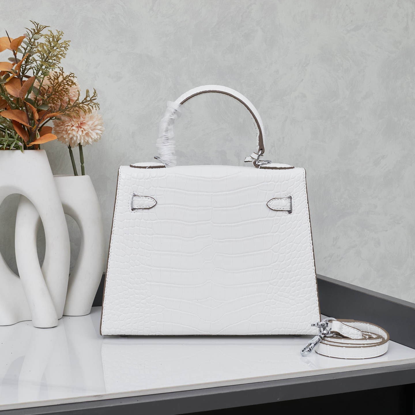 エルメス ケリー 19/25/28 ストーンパターンレザー バッグ「Kelly II Sellier」