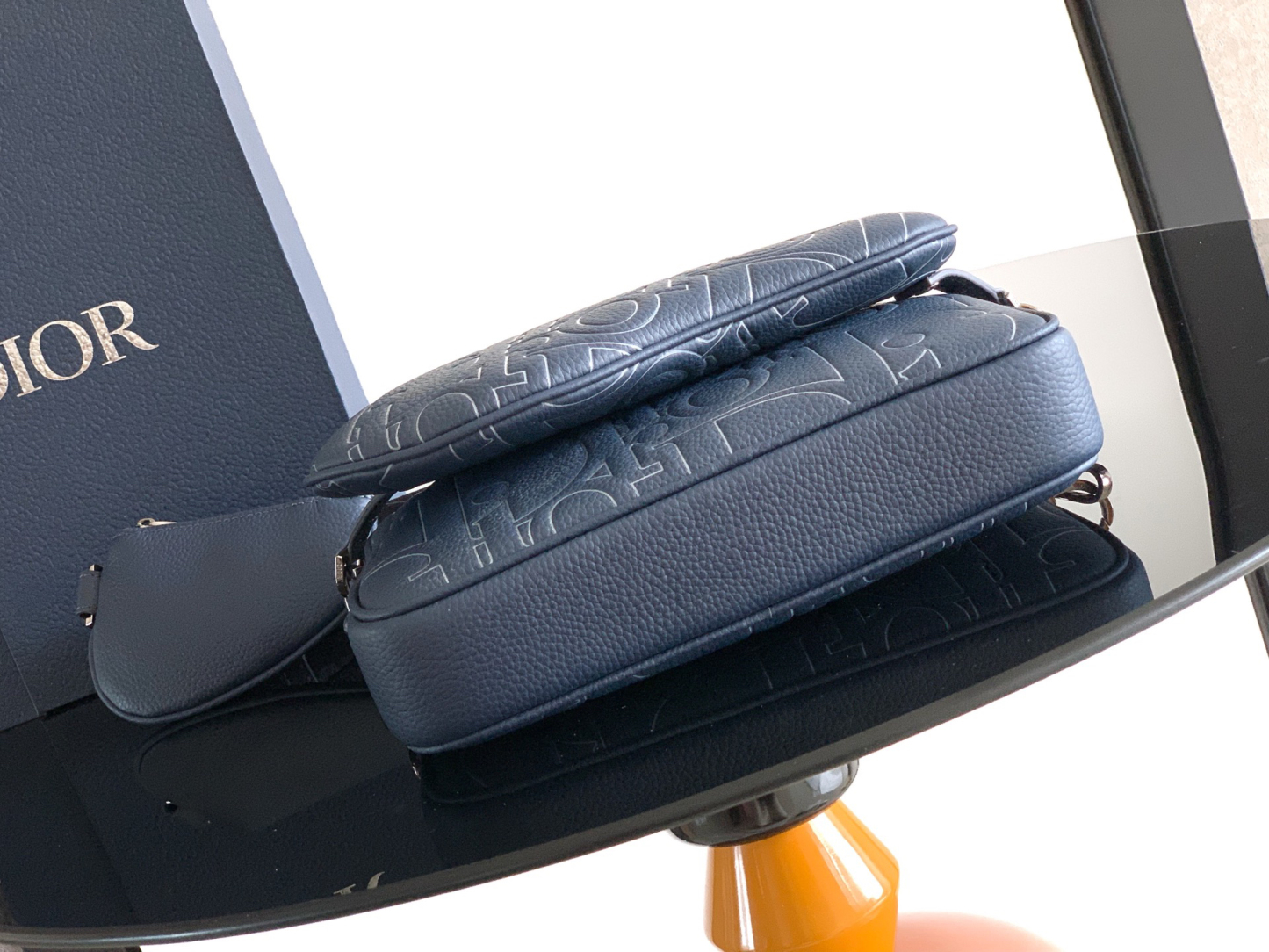 ディオール「Dior」サドル トリプル ポーチ ネイビー グラビティ アウトライン
