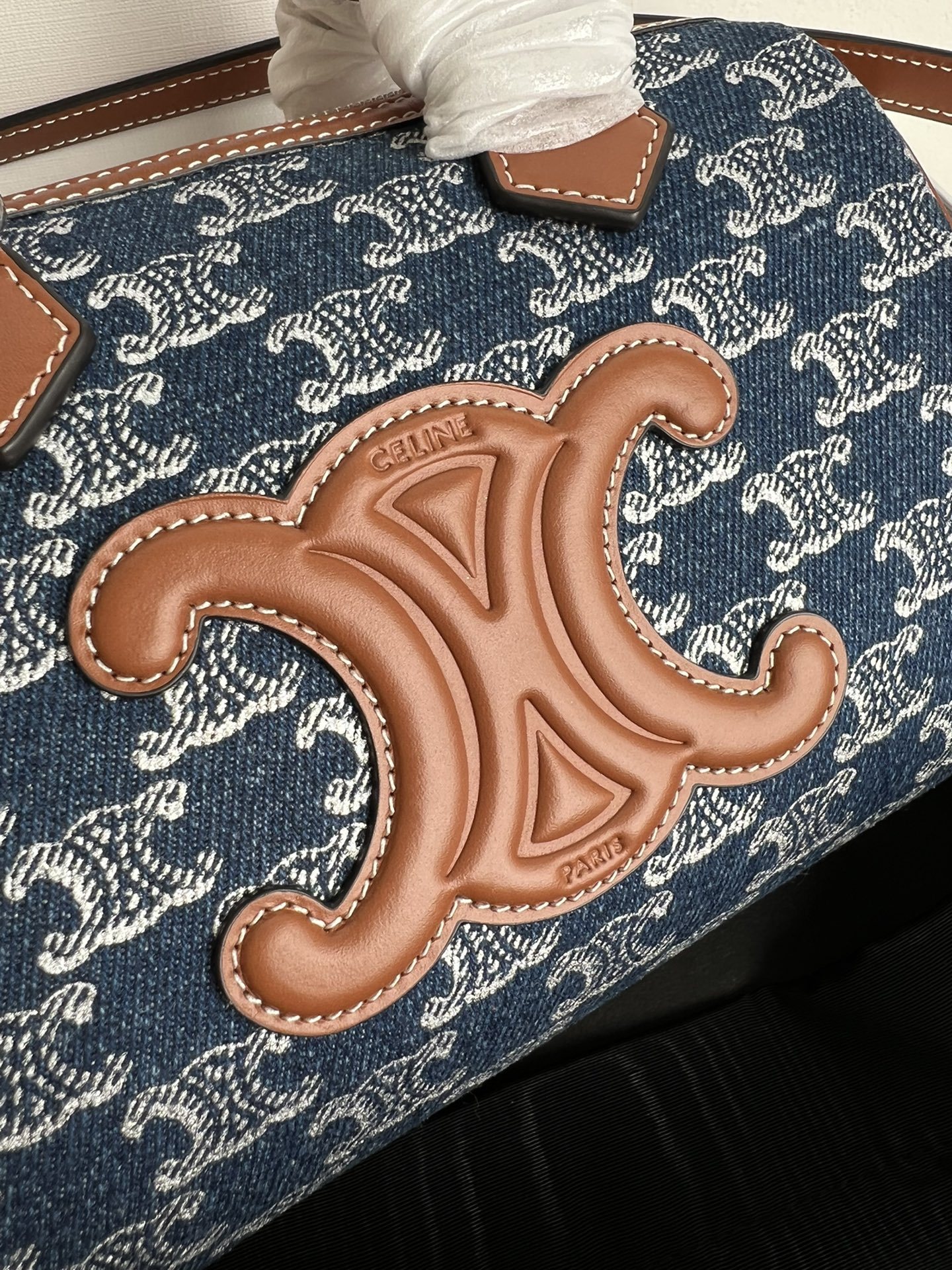 [Copy]セリーヌ(Celine)スモール ボストン / 全面トリオンフ デニム＆カーフスキン