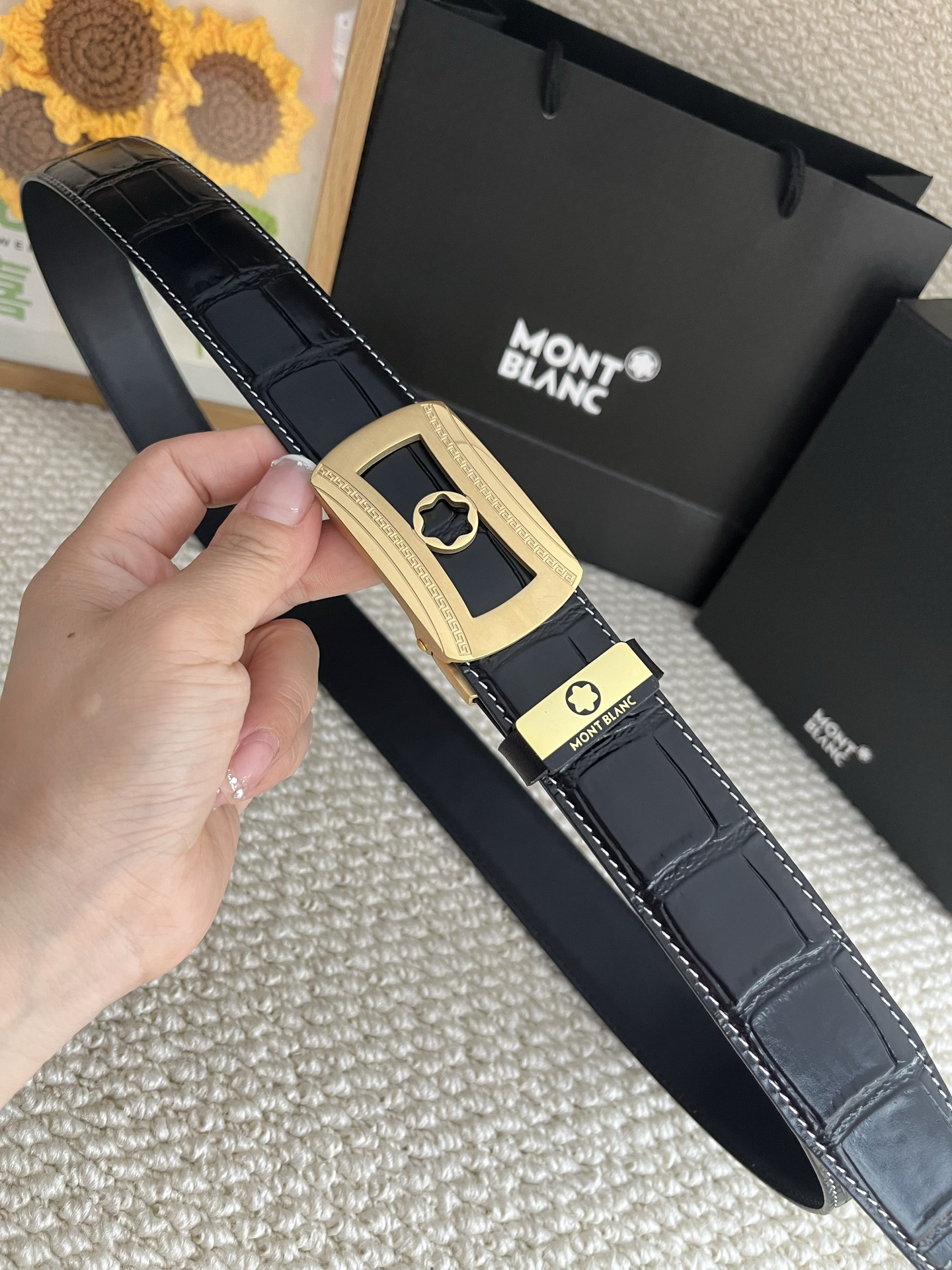 【厳選在庫】Montblanc ビジネスマン正装ベルト「全長約 100cm」
