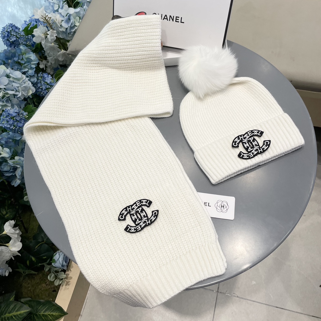【定番人気】シャネル 秋冬 防寒アクセサリー マフラー＆ハットセット