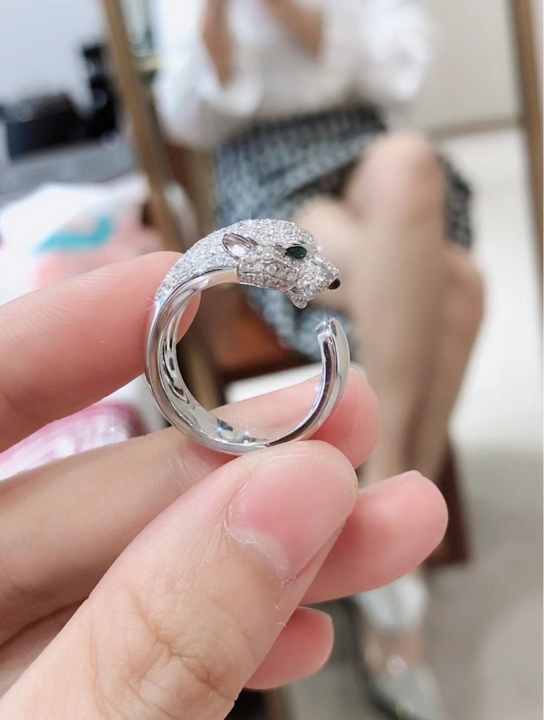 カルティエ「Cartier」 パンサーヘッド オープン ダイヤモンド リング