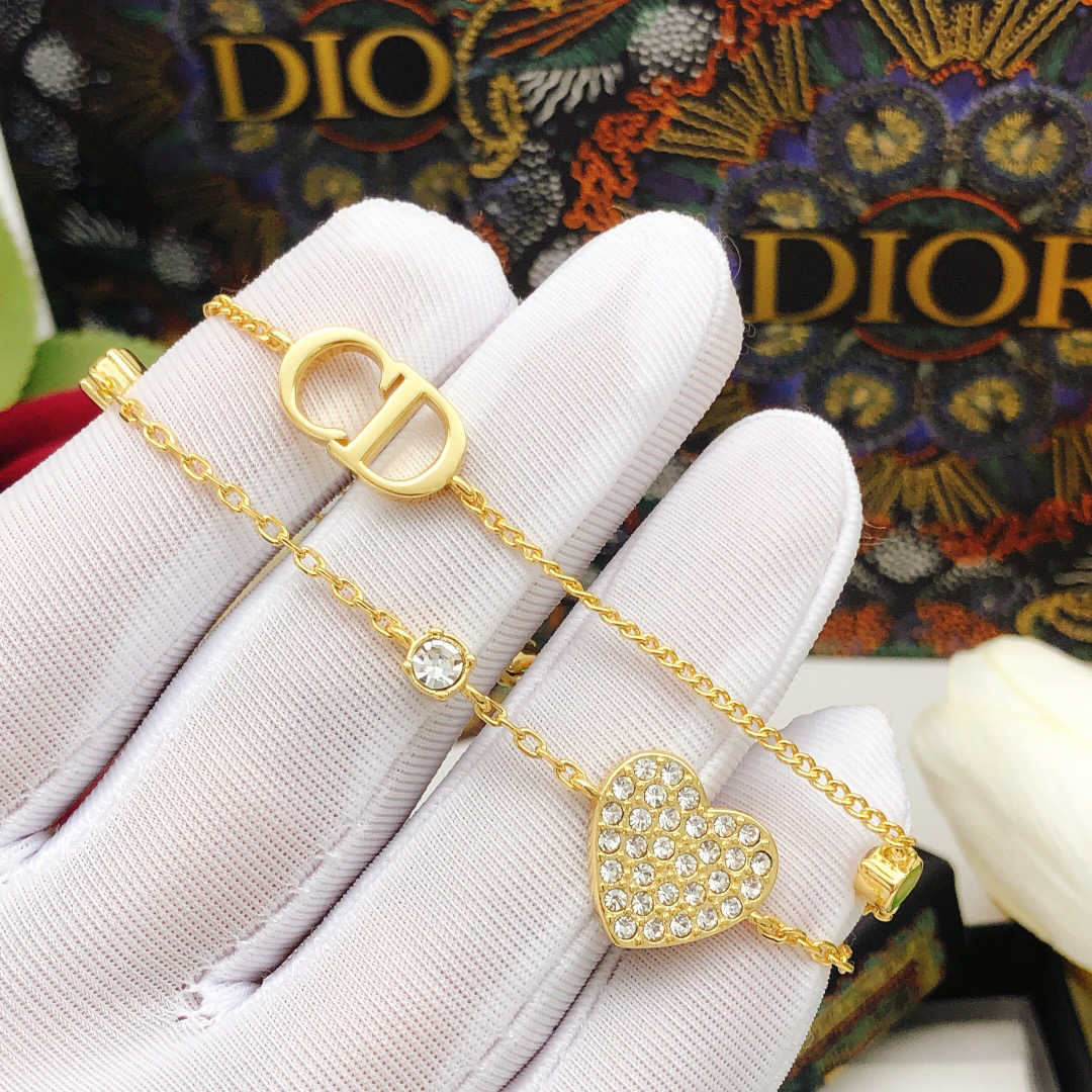 ディオール「Dior」2025 オートクチュール ダブルハートブレスレット20CM
