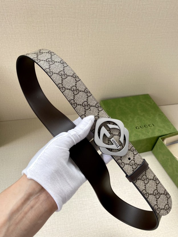 グッチ「Gucci」マーモント キャンバス＆レザー ベルト100CM