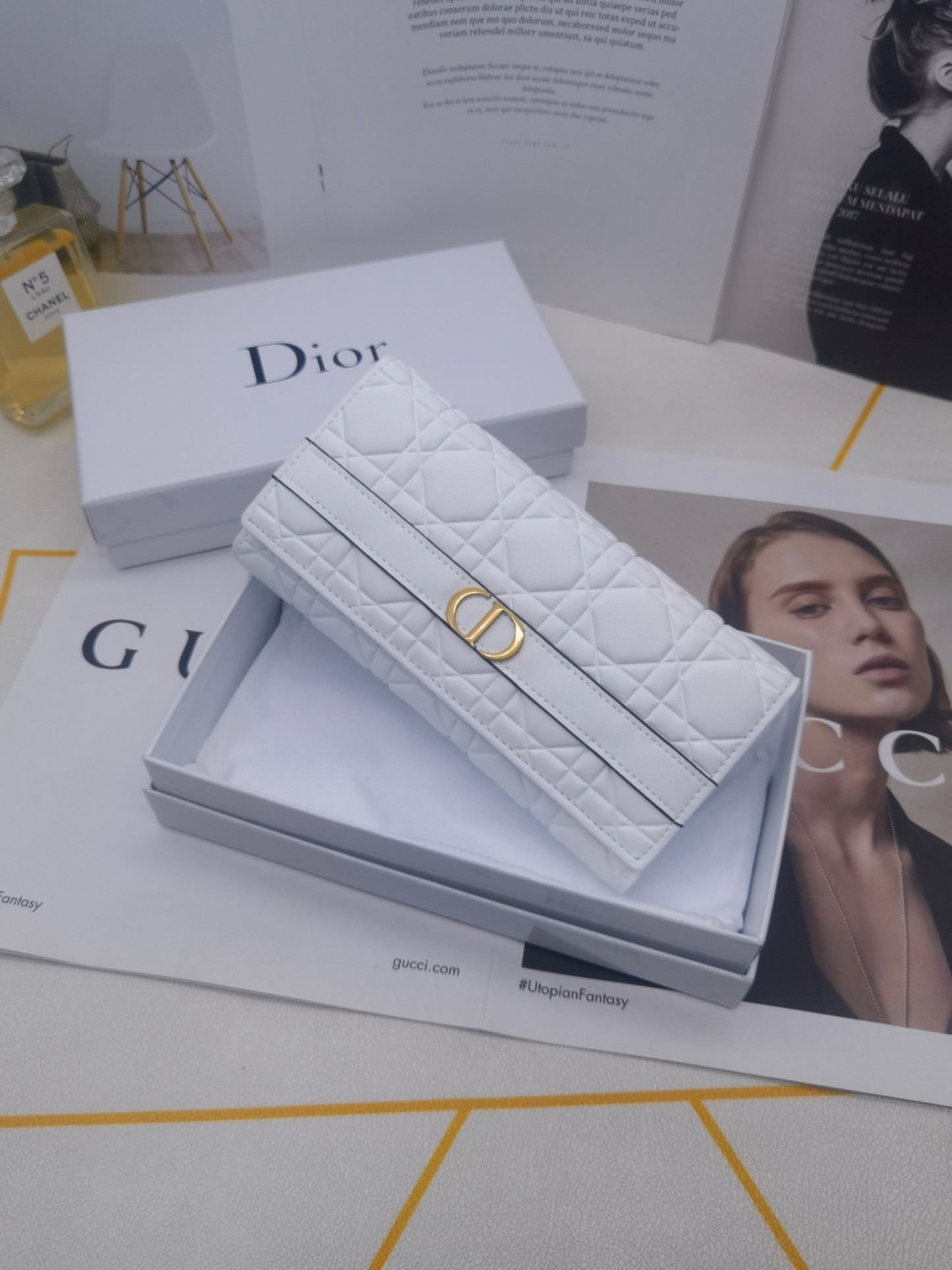 ディオール「Dior」Caro Orchid ロングウォレット