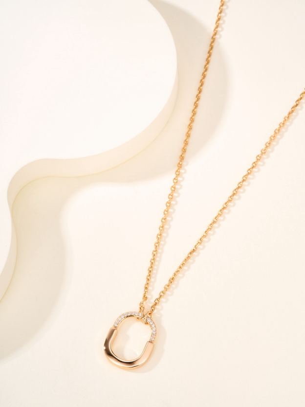 ティファニー「Tiffany & Co.」T Lock セミダイヤネックレス スモール バイカラーゴールド