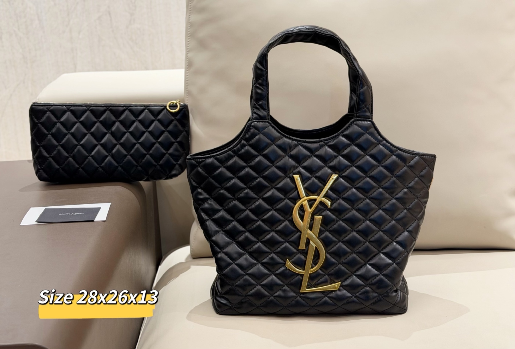 「イヴ・サンローラン」YSL レザー トートバッグ＋チェーンウォレット＋コインケース＋ポーチ 4 点セット 限定セール 大人気販売中
