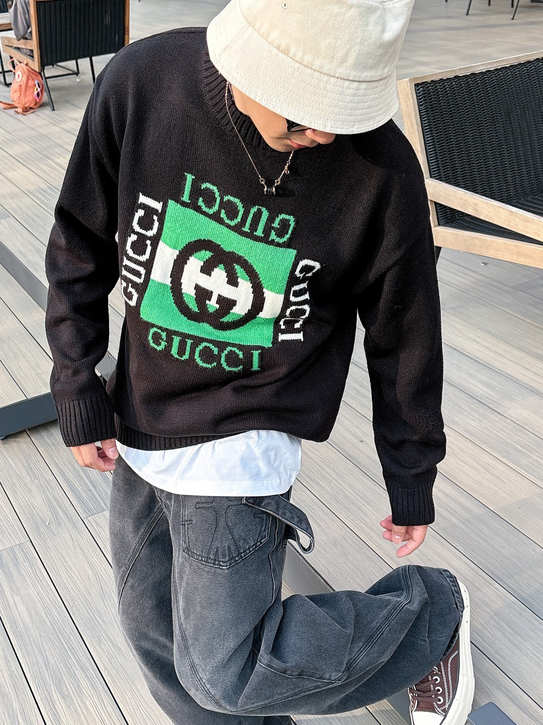 グッチ「Gucci」秋冬ウール丸首プルオーバーセーター【おしゃれな人必携】