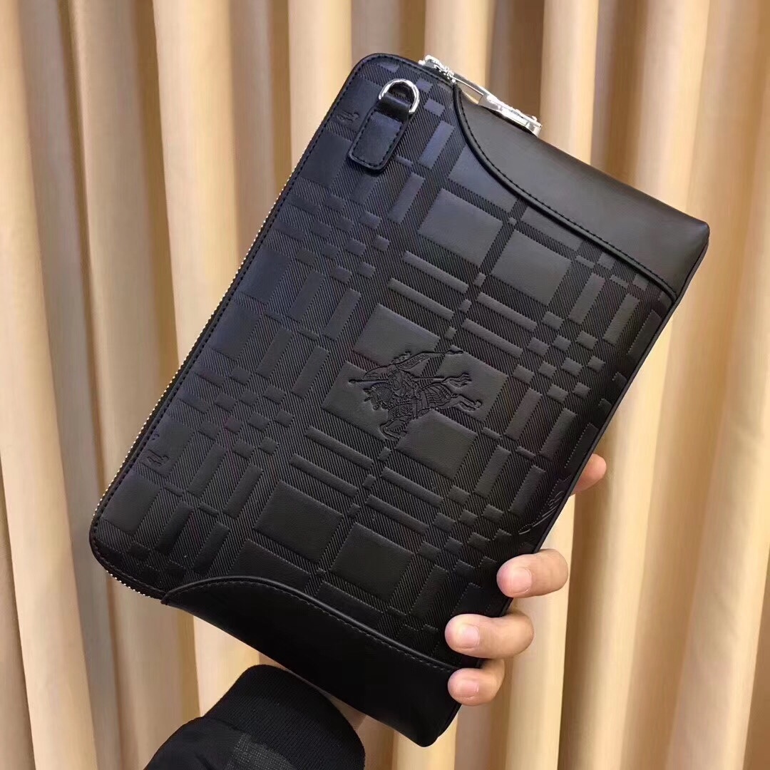 バーバリー「Burberry」メンズ ソフトレザー ポシェット