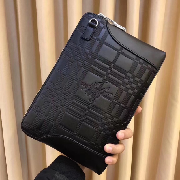 バーバリー「Burberry」メンズ ソフトレザー ポシェット