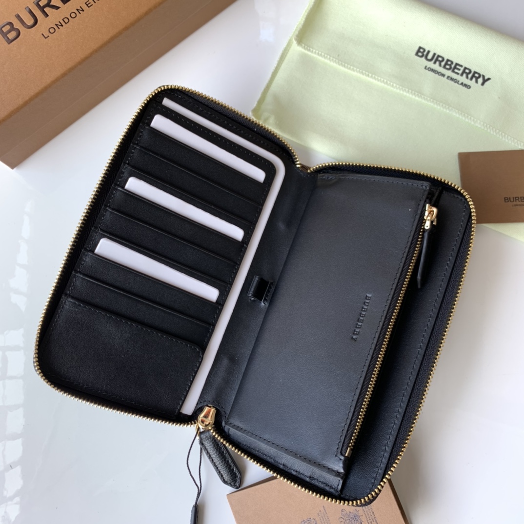 バーバリー「Burberry」Houseチェック & 粒革 ジップ ウォレット