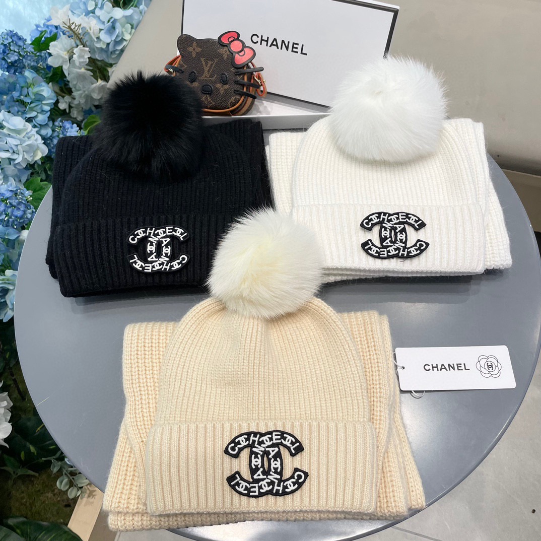 【定番人気】シャネル 秋冬 防寒アクセサリー マフラー＆ハットセット