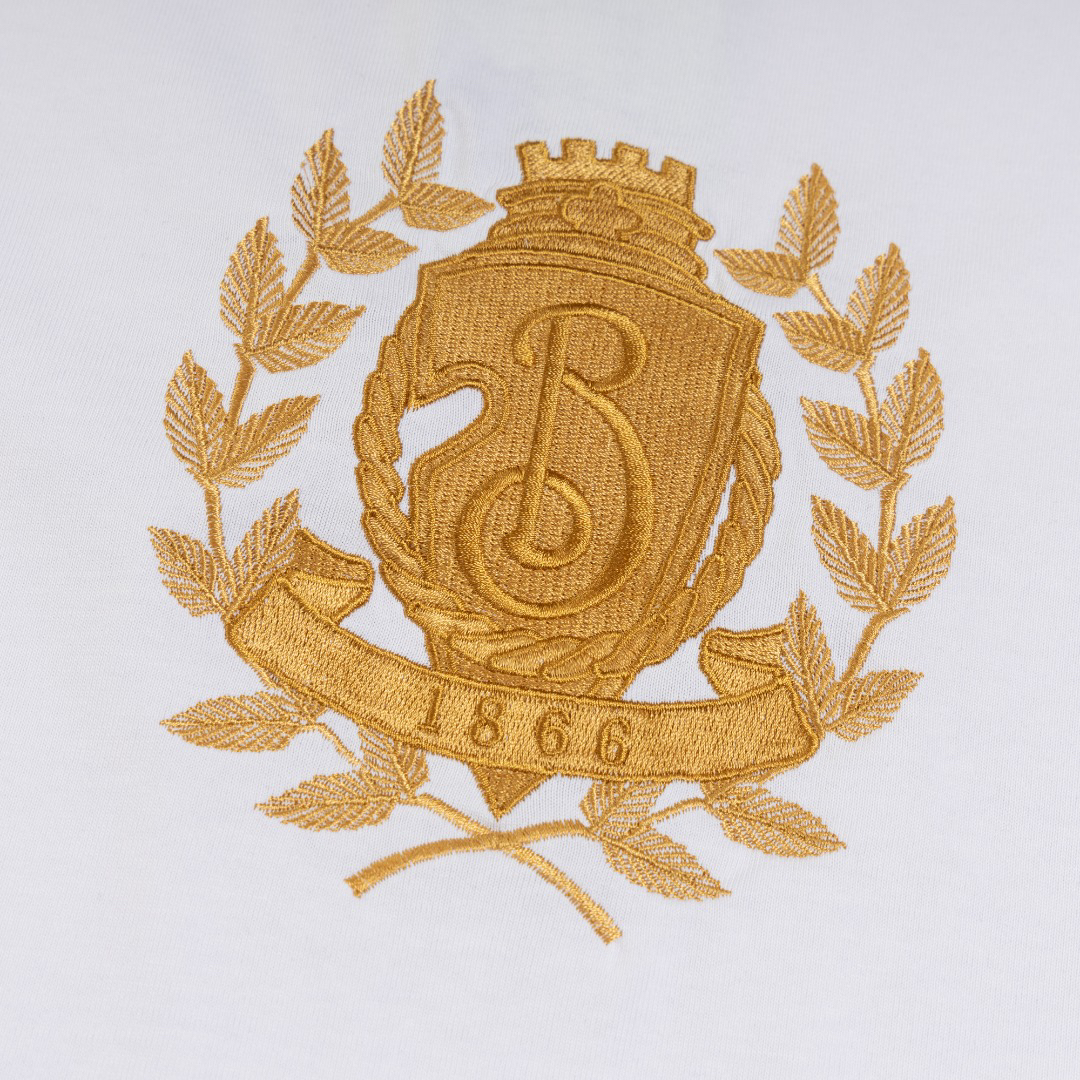 バーバリー「Burberry」ゴールドリーフ ロゴ クルーネック Tシャツ