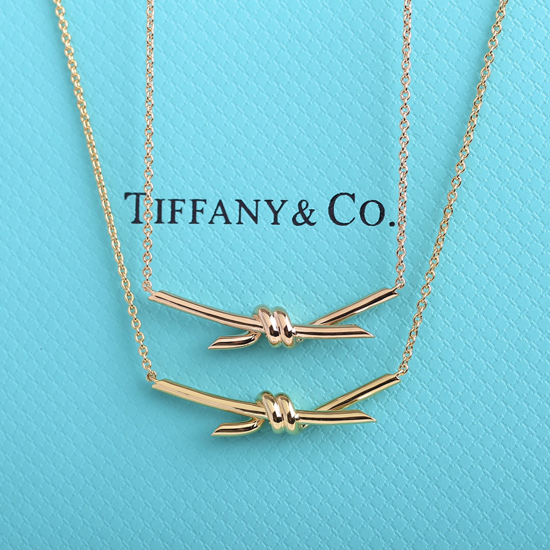 ティファニー「Tiffany & Co.」 Knot シリーズ ダイヤモンドネックレス38.1-43.2CM