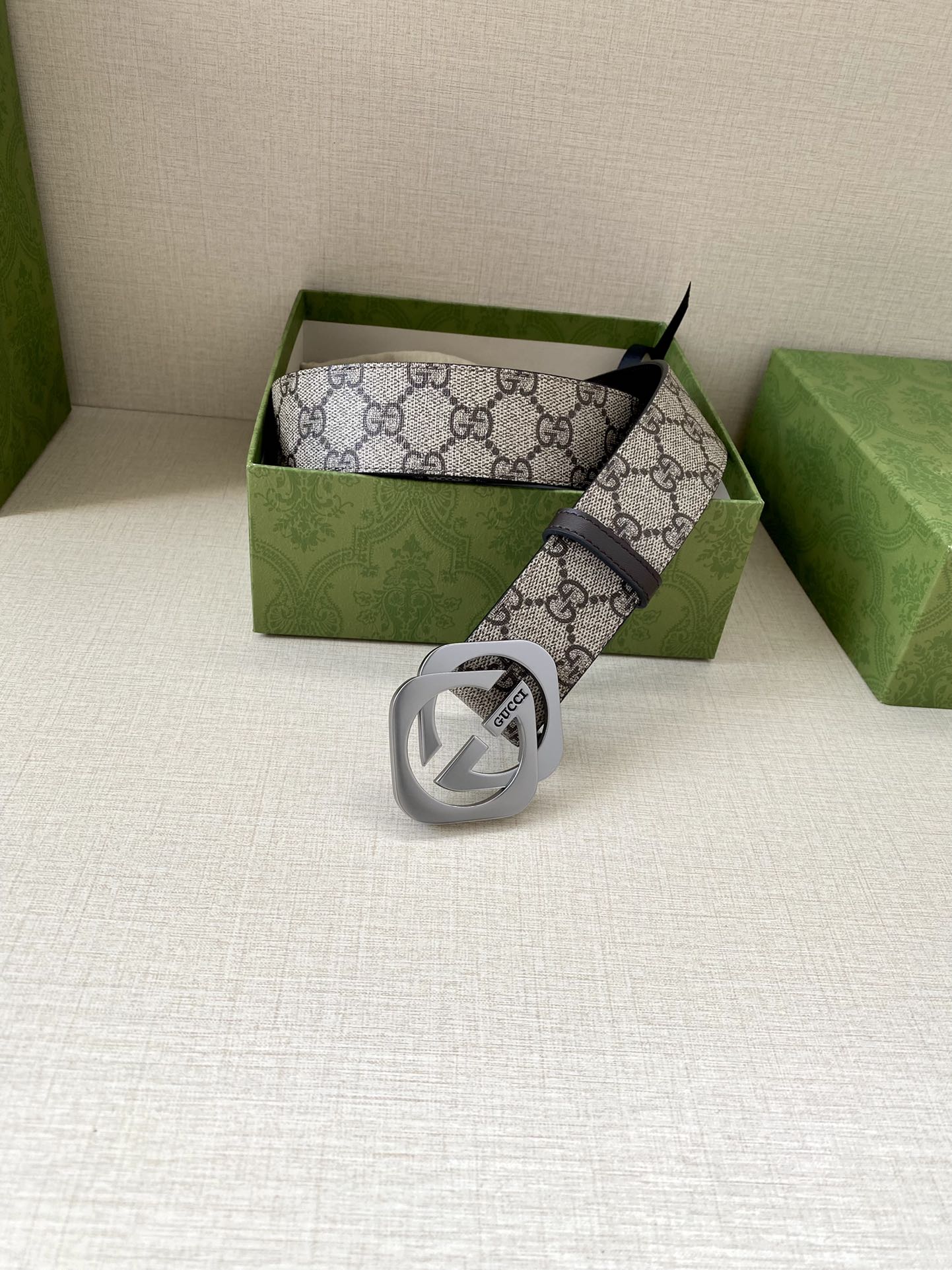 グッチ「Gucci」マーモント キャンバス＆レザー ベルト100CM