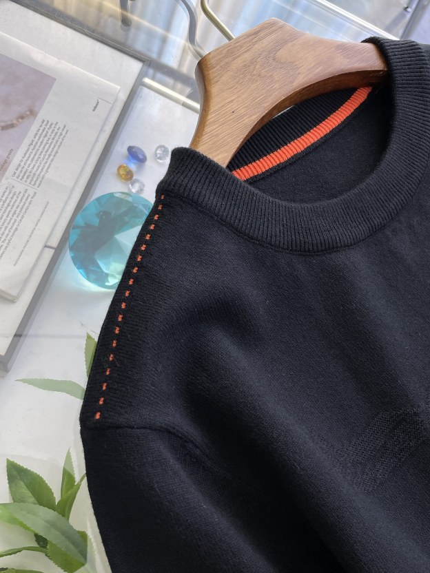 エルメス「Hermès」秋冬用ウール混紡クルーネックニットセーター