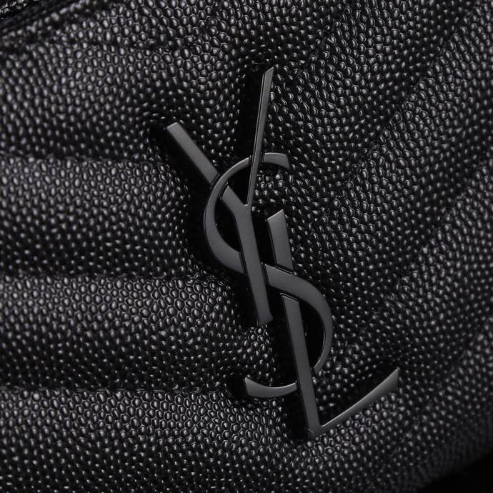 サンローラン「Saint Laurent」モノグラム コンパクト ジップアラウンド ウォレット（グレイン ド プードル エンボスレザー）