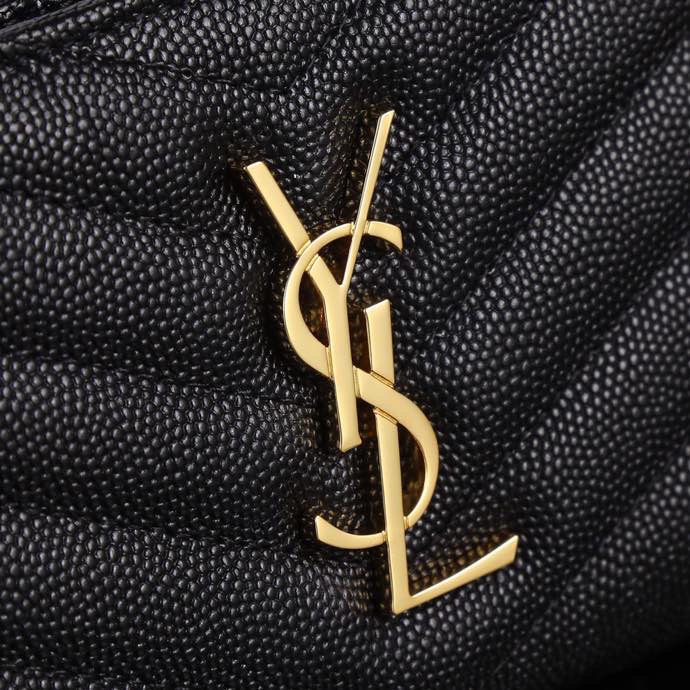 サンローラン「Saint Laurent」モノグラム コンパクト ジップアラウンド ウォレット（グレイン ド プードル エンボスレザー）