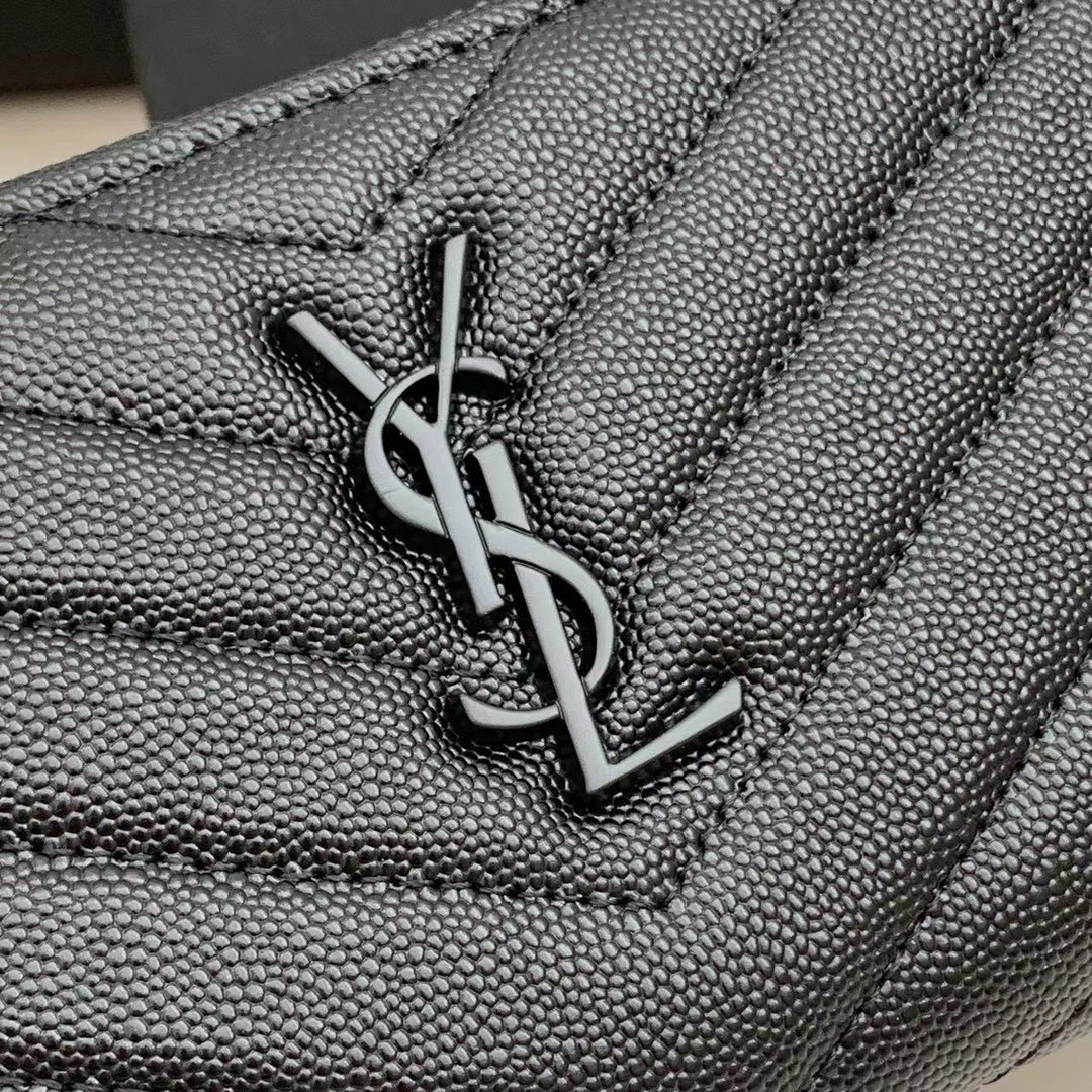 サンローラン「Saint Laurent」モノグラム・サンローラン フルジップウォレット（グレインパウダーテクスチャー キルティングレザー）