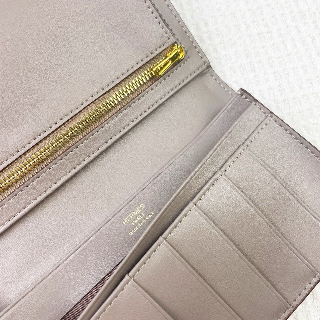 エルメス エヴリンヌ クロコダイル革 縦型ウォレット