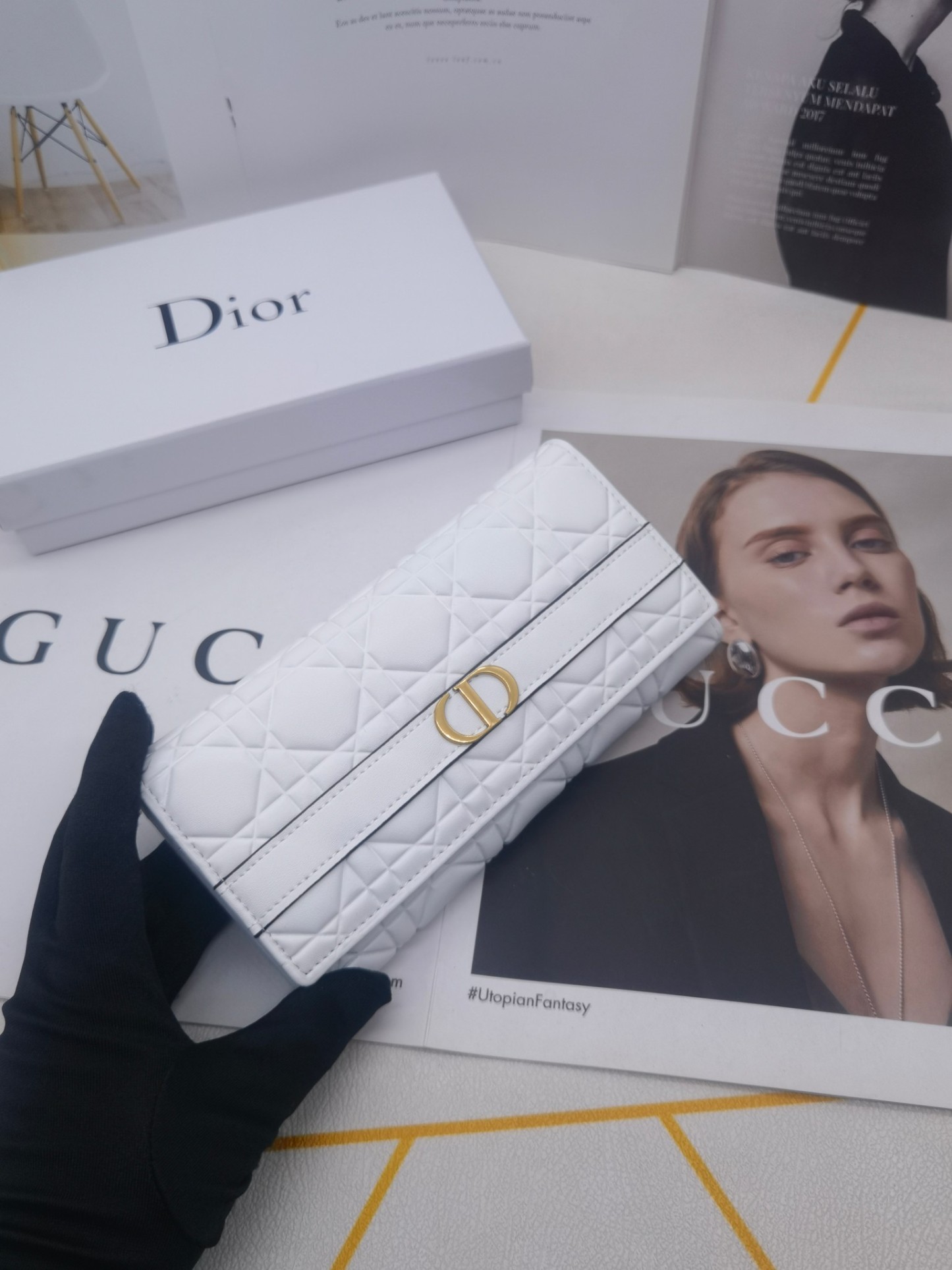 ディオール「Dior」Caro Orchid ロングウォレット