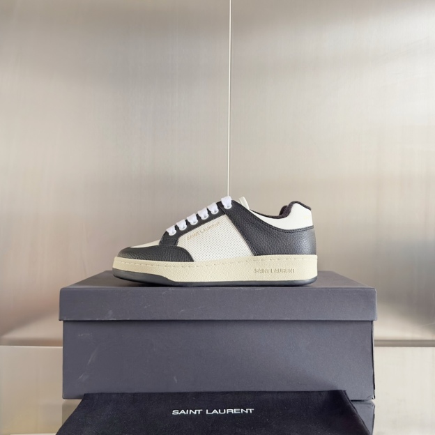 サンローラン「Saint Laurent」 SL61 ローバーカット レースアップスニーカー ブラック＆ホワイト