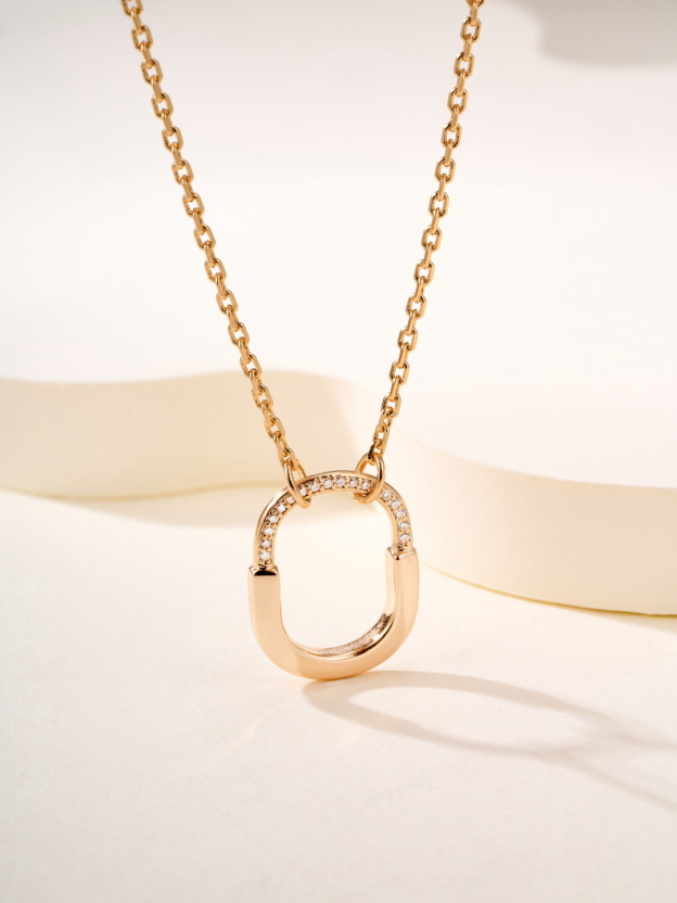 ティファニー「Tiffany & Co.」T Lock セミダイヤネックレス スモール バイカラーゴールド