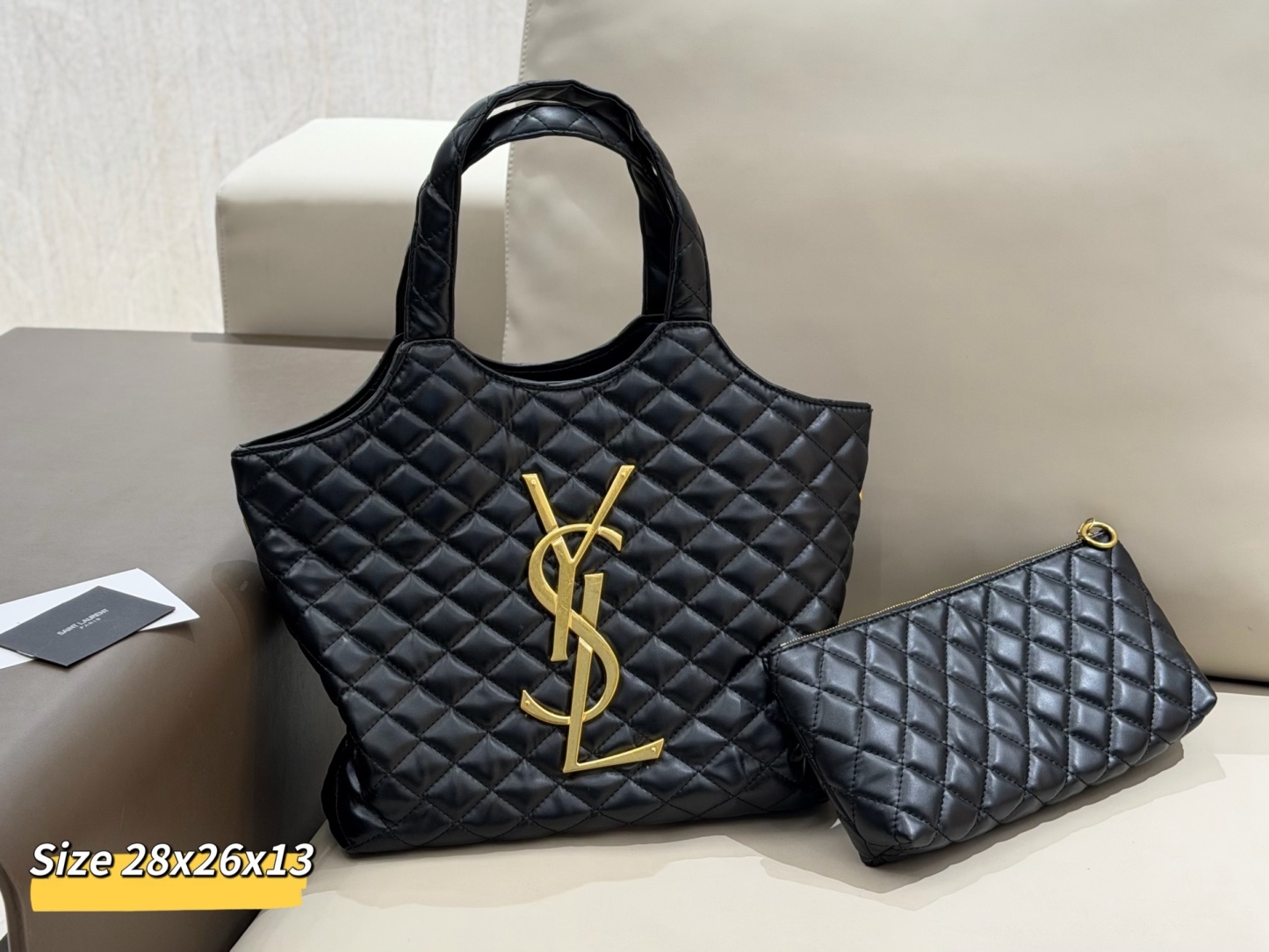 「イヴ・サンローラン」YSL レザー トートバッグ＋チェーンウォレット＋コインケース＋ポーチ 4 点セット 限定セール 大人気販売中