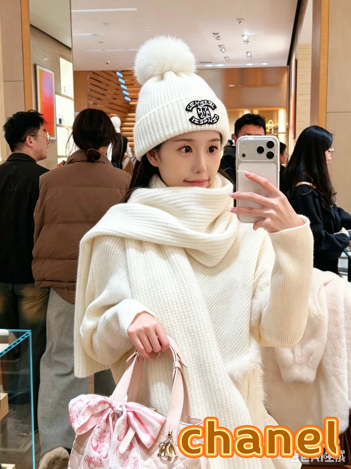 【定番人気】シャネル 秋冬 防寒アクセサリー マフラー＆ハットセット