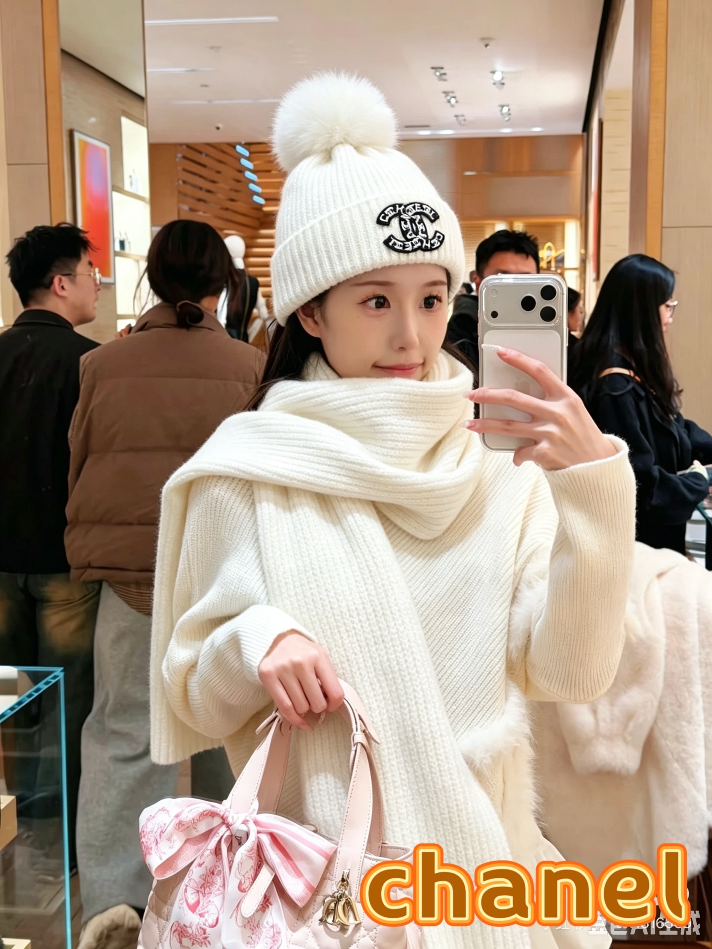 【定番人気】シャネル 秋冬 防寒アクセサリー マフラー＆ハットセット
