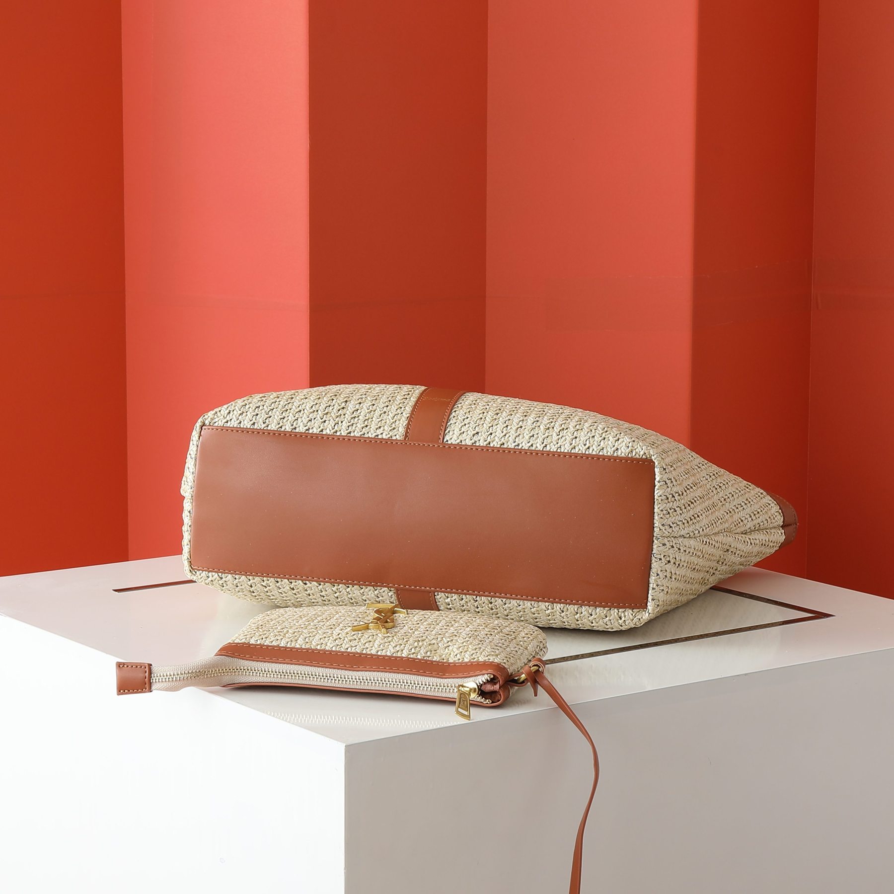 サンローラン「Saint Laurent」ICARE ラフィア トートバッグ