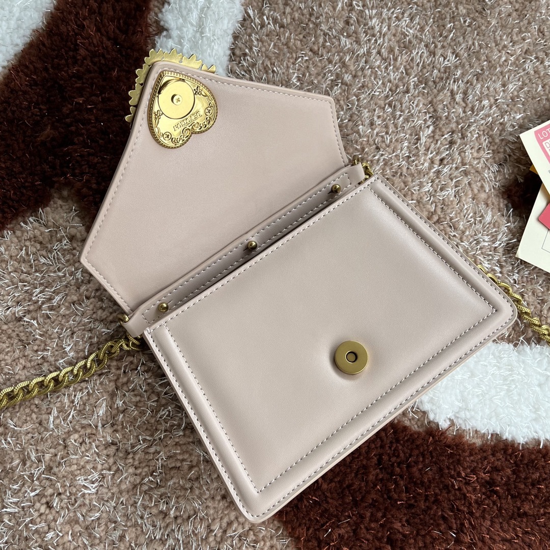 ドルチェ・アンド・ガッバーナ「D&G」パウダーピンク チェーン レザートップハンドルバッグ