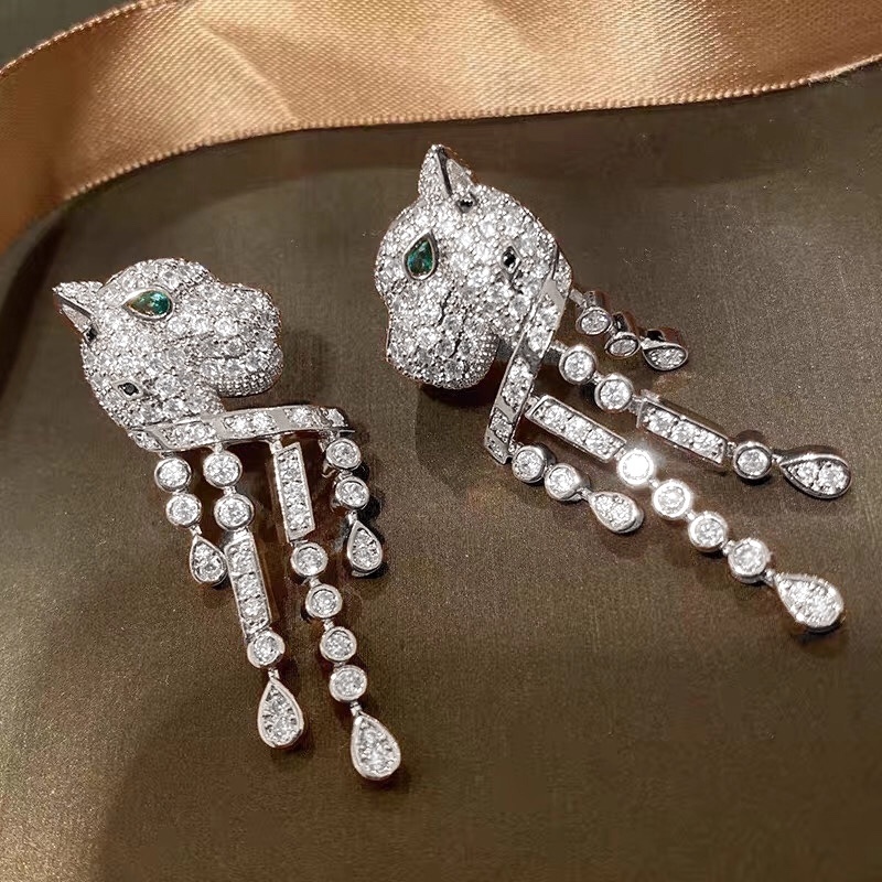 カルティエ「Cartier」ソレイユ パンテール フリンジ エメラルド ピアス