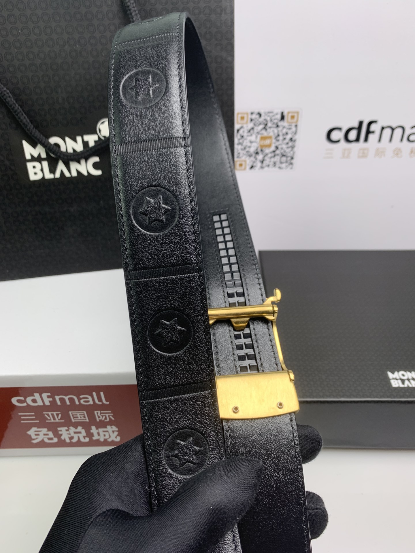 モンブラン「Montblanc」 クラシックコレクション プレミアムエンボスレザー ベルト100cm