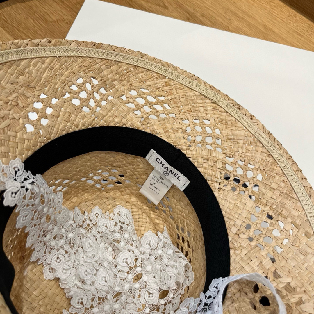 シャネル「Chanel」ラフィア オープンワーク サンハット