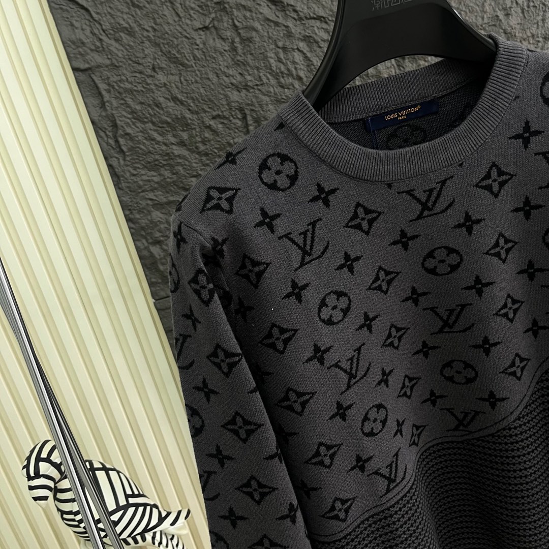 ルイ・ヴィトン「Louis Vuitton」アート刺繍ラウンドネックニットセーター