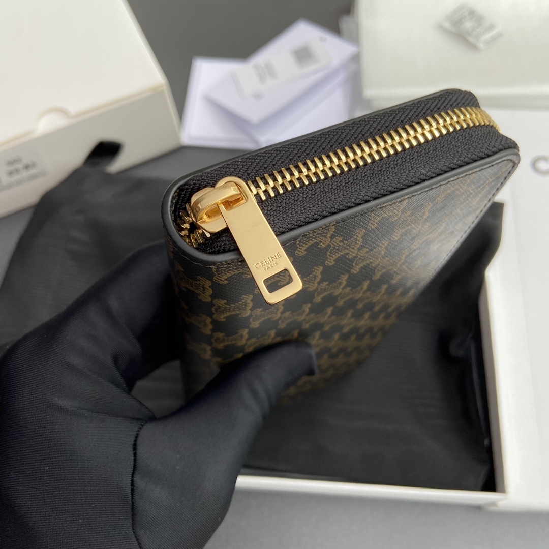 セリーヌ「Celine」ラージ ジップウォレット / トリオンフ キャンバス
