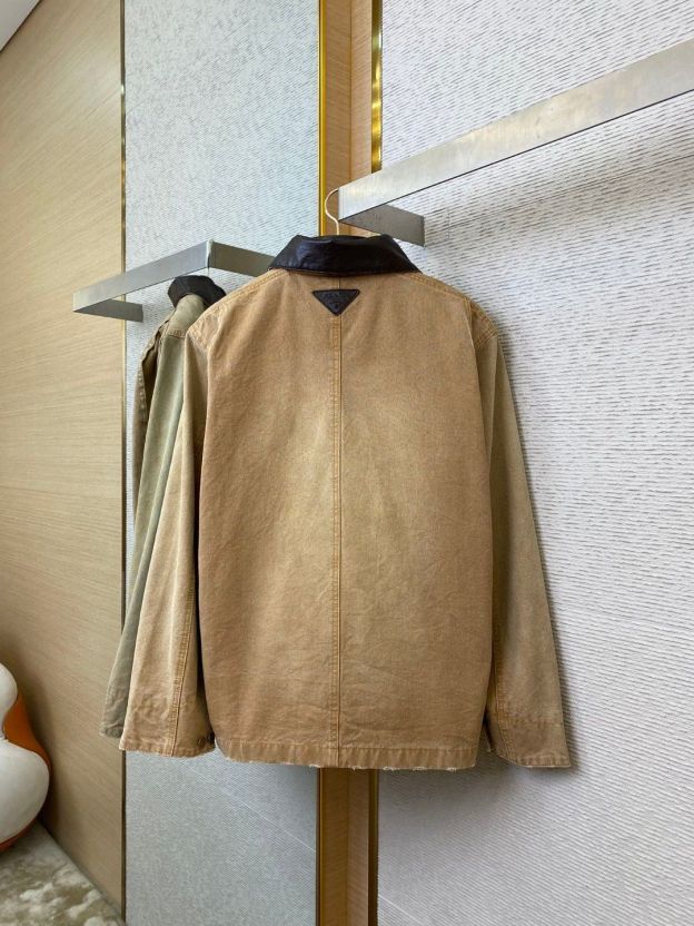 プラダ「Prada」Leather-Trimmedユーティリティジャケット