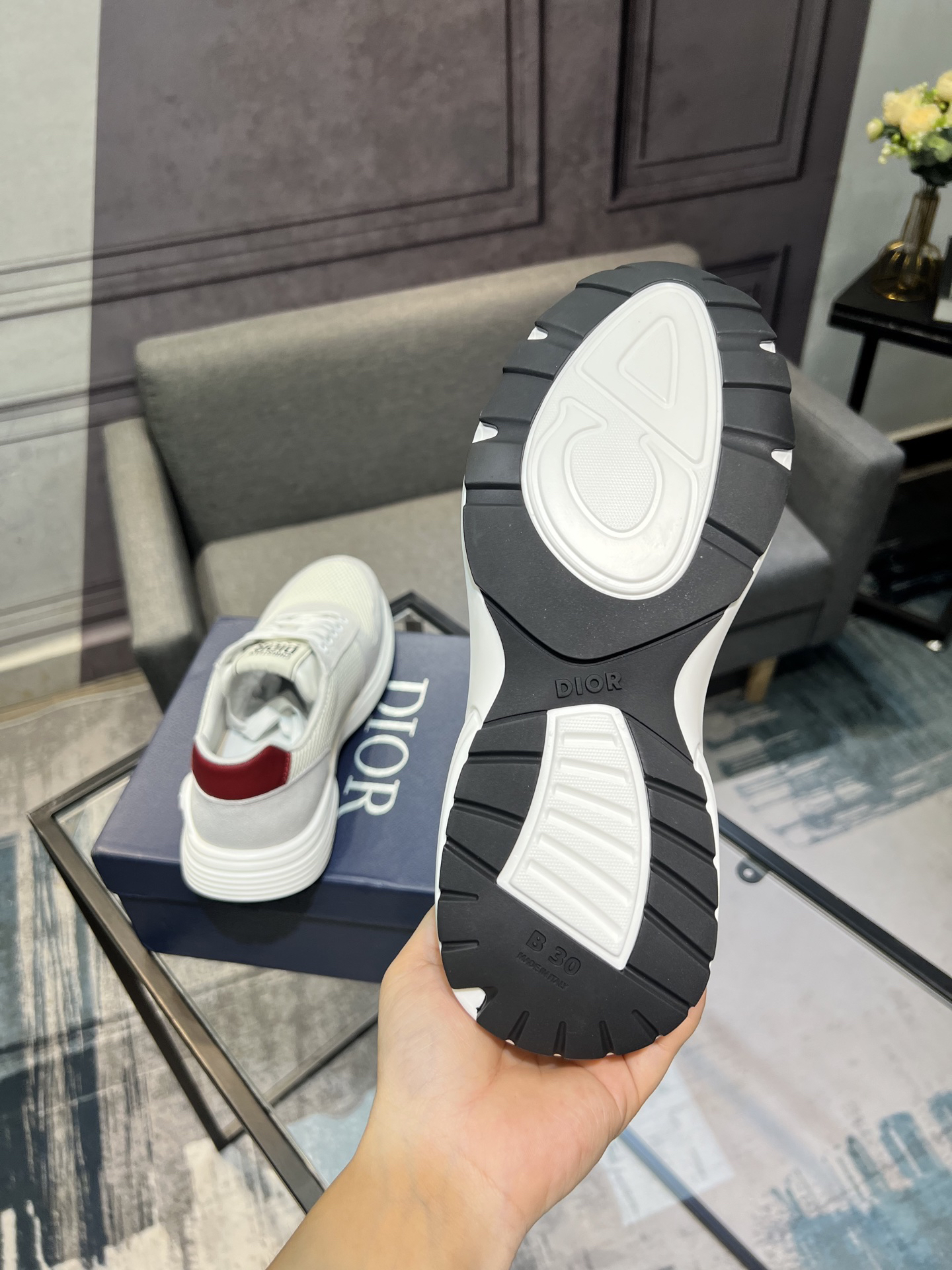 ディオール「Dior」メンズ ヒット メッシュ＆レザー スニーカー