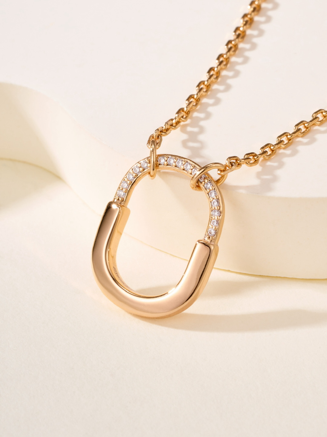 ティファニー「Tiffany & Co.」T Lock セミダイヤネックレス スモール バイカラーゴールド